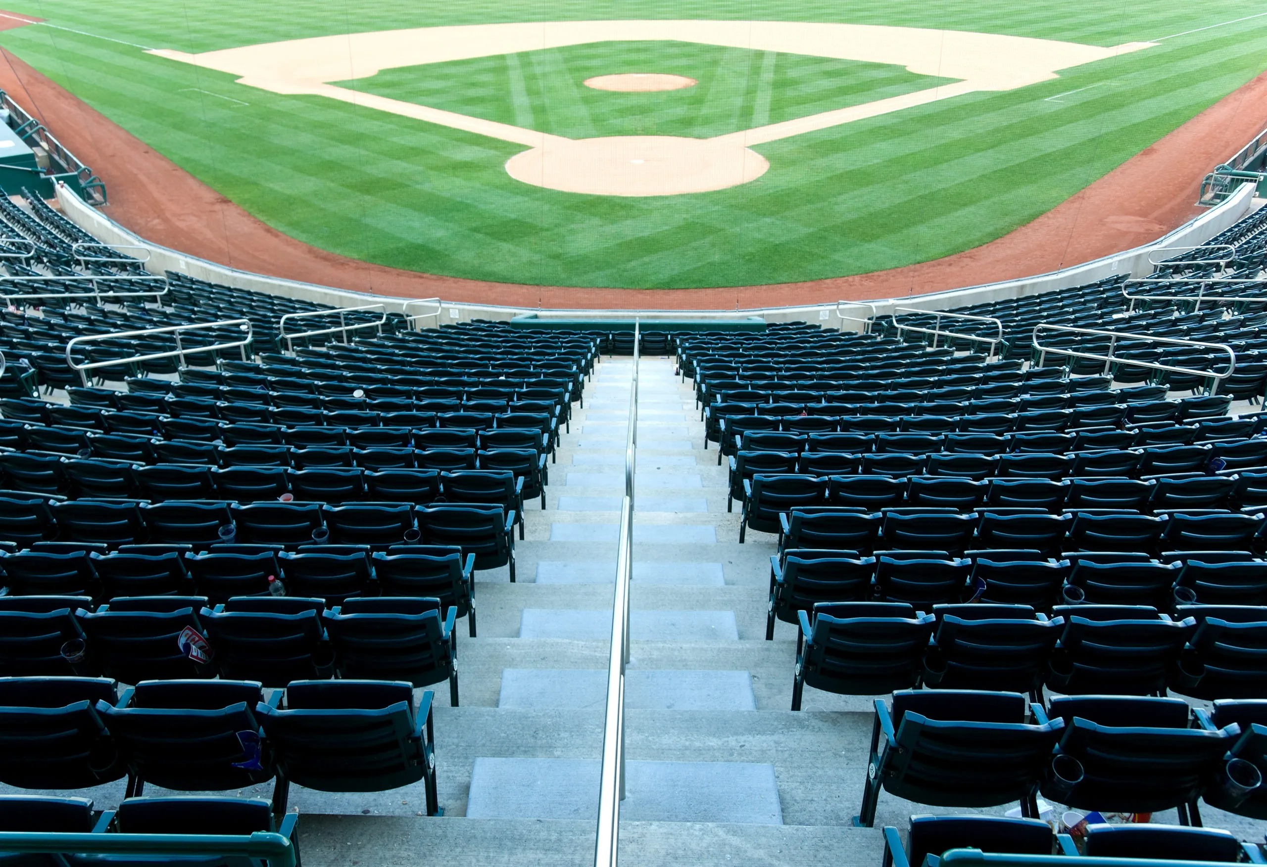 Stadium seats with baseball field in sight