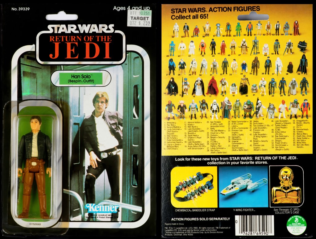 A Star Wars collectible inside a sealed box