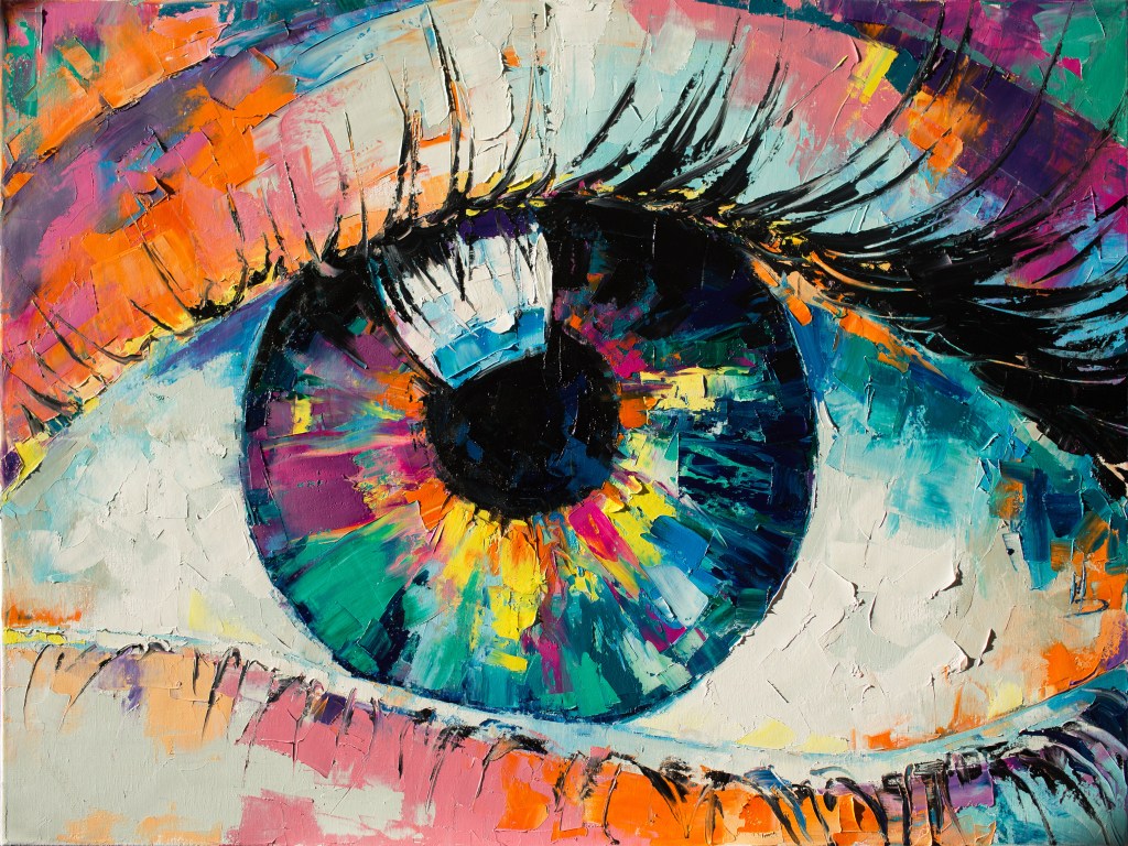 A painting that shows a human eye