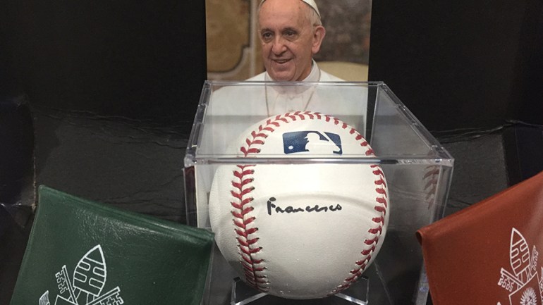 Baseball autographed by the Pope