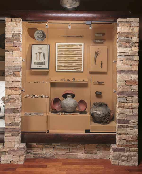 Display case of southwestern items