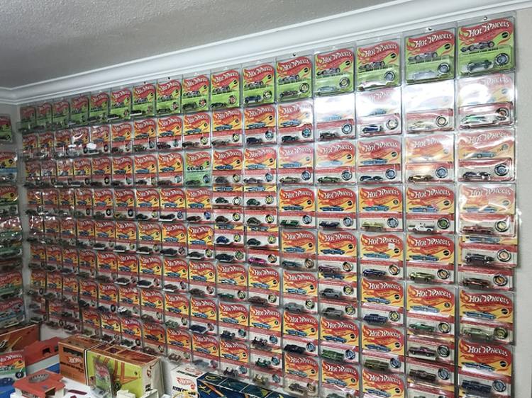 Wall of Hot Wheels cars