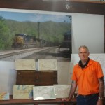 Fred uses his collection of railroadiana to enhance the story told by his railroad photography.