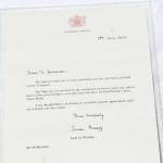 A letter from the Queen to Bond collector Matt Sherman